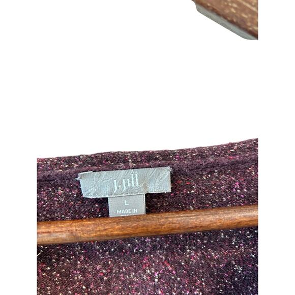 J.Jill Cardigan Silk Wool Blend Button Front Size L Fall Winter Preppy - Picture 2 of 7